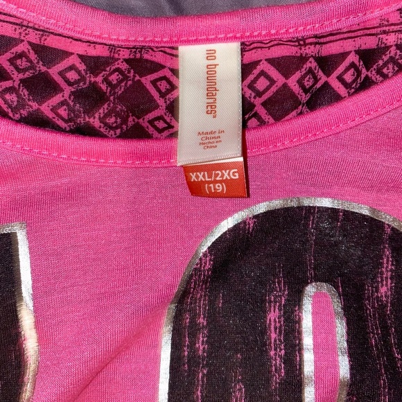 Juniors “Bo Boundaries” Long Sleeve Multi Color Shirt “Love” Black & Pink - Picture 5 of 6